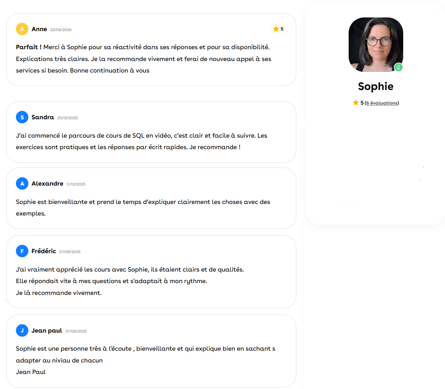 Avis superprof Sophie Darroux cours informatique